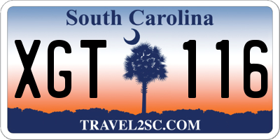 SC license plate XGT116