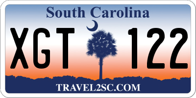 SC license plate XGT122