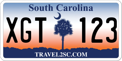 SC license plate XGT123