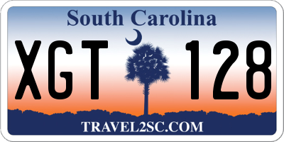 SC license plate XGT128