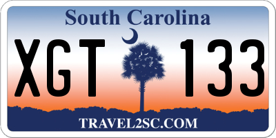 SC license plate XGT133