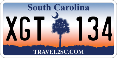SC license plate XGT134