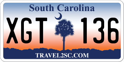 SC license plate XGT136