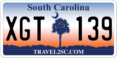 SC license plate XGT139
