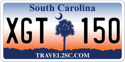 SC license plate XGT150
