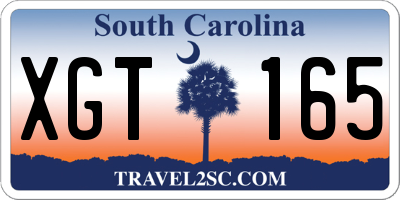 SC license plate XGT165