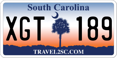 SC license plate XGT189