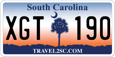 SC license plate XGT190