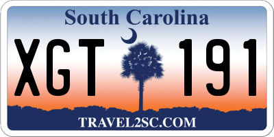 SC license plate XGT191