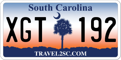 SC license plate XGT192