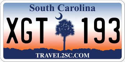 SC license plate XGT193