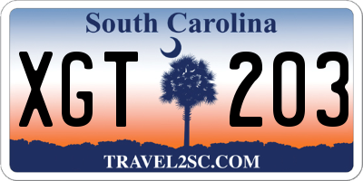 SC license plate XGT203