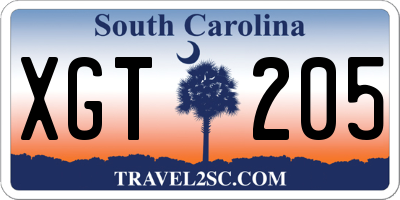 SC license plate XGT205