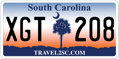 SC license plate XGT208