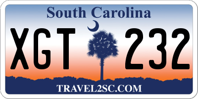 SC license plate XGT232