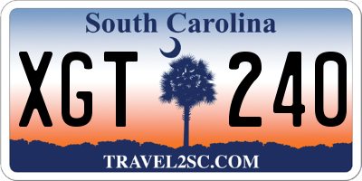SC license plate XGT240