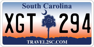 SC license plate XGT294