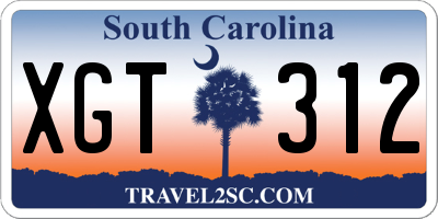 SC license plate XGT312