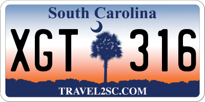 SC license plate XGT316