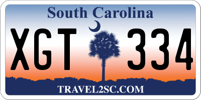 SC license plate XGT334