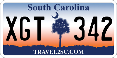 SC license plate XGT342