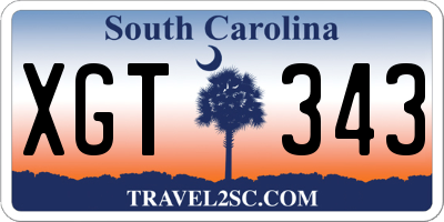 SC license plate XGT343