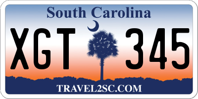 SC license plate XGT345