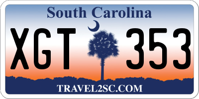 SC license plate XGT353