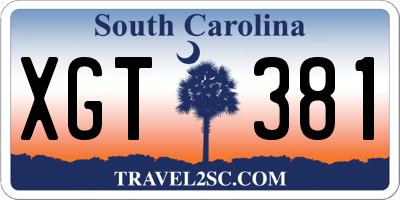 SC license plate XGT381