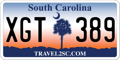 SC license plate XGT389