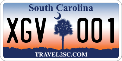 SC license plate XGV001