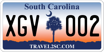SC license plate XGV002