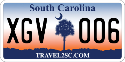 SC license plate XGV006