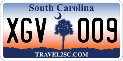 SC license plate XGV009