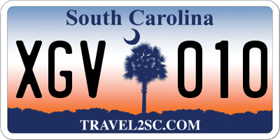 SC license plate XGV010