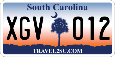 SC license plate XGV012