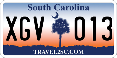SC license plate XGV013