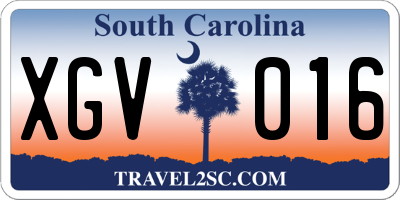 SC license plate XGV016