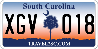 SC license plate XGV018