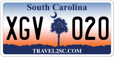 SC license plate XGV020