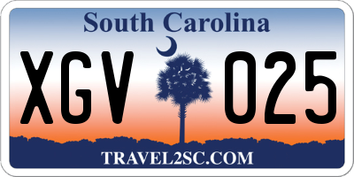 SC license plate XGV025