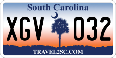 SC license plate XGV032