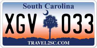 SC license plate XGV033