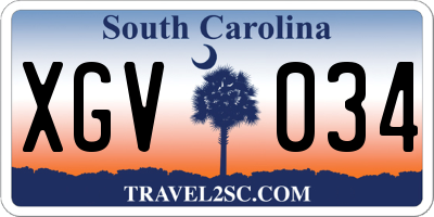 SC license plate XGV034