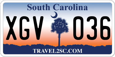 SC license plate XGV036