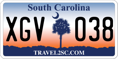 SC license plate XGV038