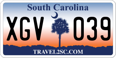SC license plate XGV039
