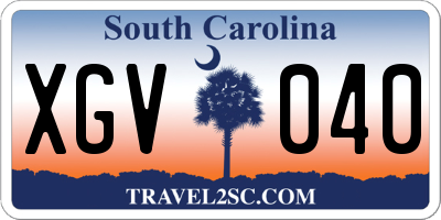 SC license plate XGV040