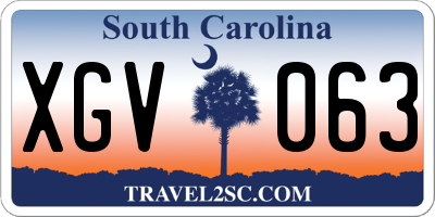 SC license plate XGV063