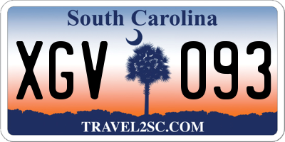SC license plate XGV093